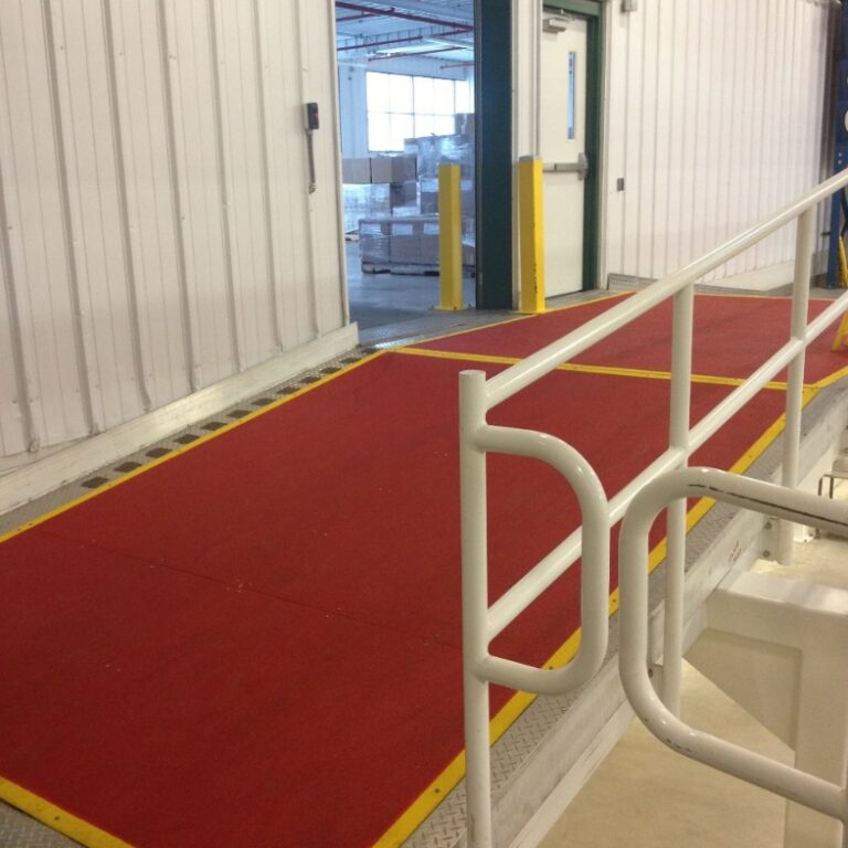 Safeguard Hi-Traction® anti-slip walkway covers an entire aluminum ADA-accessible ramp