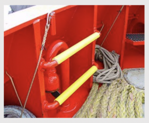 Safeguard Anti-Slip Ladder Rung Covers in Use on Marine Vessel Deck