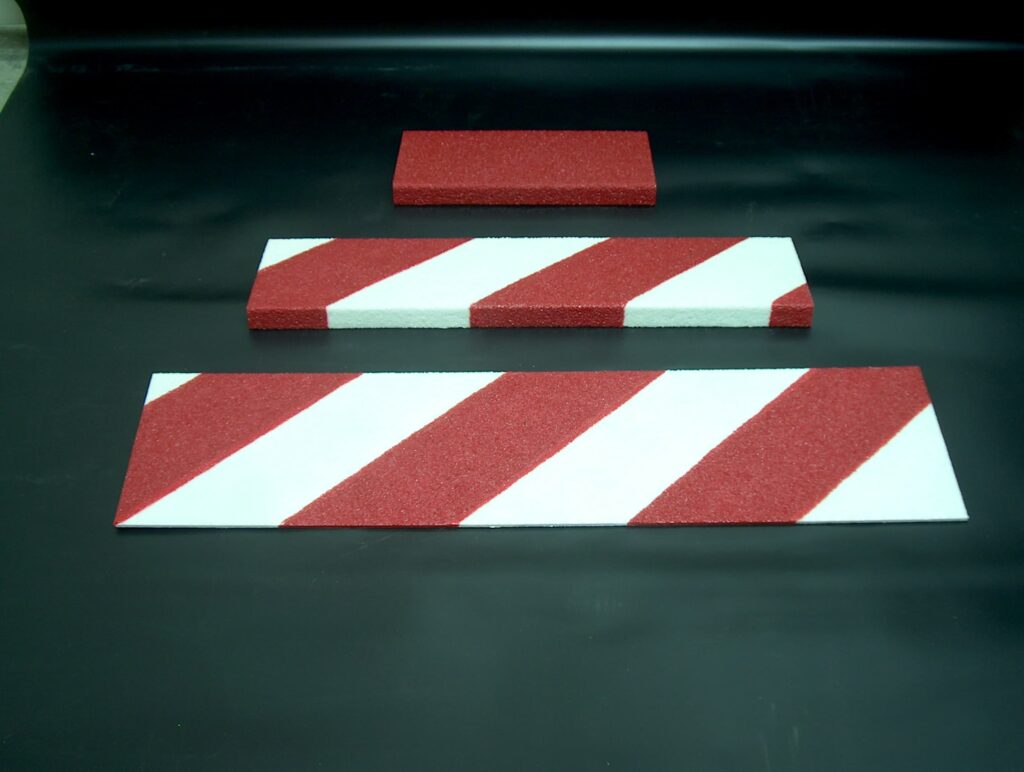 red and white striped anti-slip covers